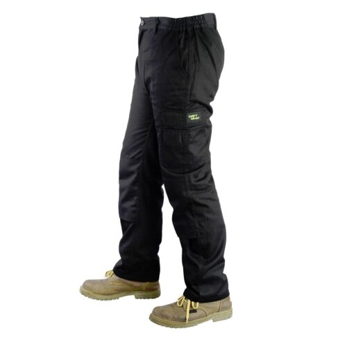 Mens Cargo Combat Work Trousers Heavy Duty Machine Washable Size 30 to 48 Black - Picture 1 of 5