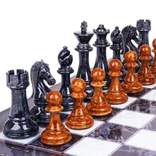 18.5" Large Chess Set with Zinc Alloy Heavy Chess Pieces Folding Chess Board 