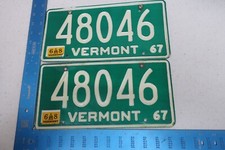 Vermont VT License Plate Tag 1967 67 1968 68 Natural Sticker Pair Set 48046