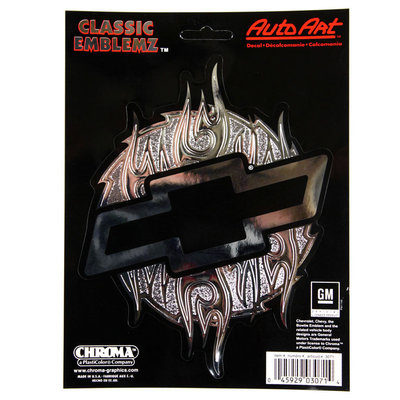 Original Chevy Chevrolet Flammen Bowtie Emblem Aufkleber Decal Sticker Chrom NEU
