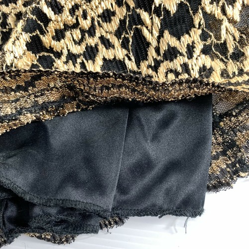 Vintage Helene Blake Womens Dress Size 10 Gold Black Embroidered Stretch Lined - Picture 8 of 10
