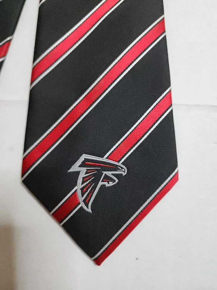CORBATA ATLANTA FALCONS PARA HOMBRE CON LICENCIA NFL AFICIONADO AL FÚTBOL AMERICANO A RAYAS CORBATA DE CUELLO NEGRA Foto 2 de 4