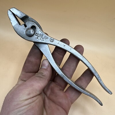 8'' VINTAGE DUNLAP USA HEAVY DUTY UNIVERSAL SLIP-JOINT PLIERS, W in circle logo