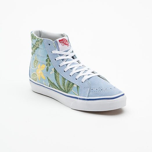 VANS Sk8 Hi Hawaiian Tropical Women 9.5 / Men 8 Blue Sneakers Floral Print Shoes