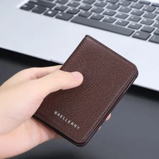 Business Thin Men's Leather Short Bifold Wallet Credit Card Holder Purse Clutch