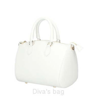 Diva's Bags Ottavia Tasche Leder weiß mit abnehmbarem Schultergurt Made in Italy