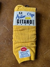 NWT 90s Vintage Gitano Women's Yellow Action Step Slouch Socks USA Sz 9-11 Gold