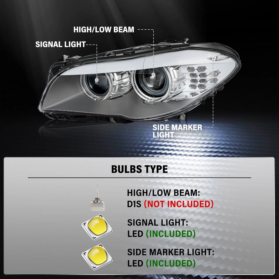 Faros HID/xenón izquierdo y derecho para BMW Serie 5 F10 528i 535i 550i 2011-2013 Foto 2 de 4