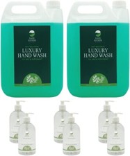 5L SAFE HANDS LUXURY HAND WASH, 2X5L & 6 X500ML EMPTY ,TEATREE & MINT - ANTI BAC 3.50 per litre