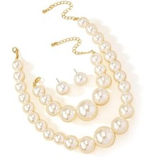 Latest Stylish Design Pearl Bracelet Earrings Combo Necklace Jewellery Set