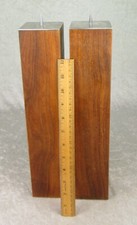 2 Solid Walnut and Steel Pillar Candle Holders Mid Century Modern 14 inch Tall