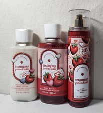 Bath and Body Works Strawberry Pound Cake Body Lotion, Wash  mist set of 3 