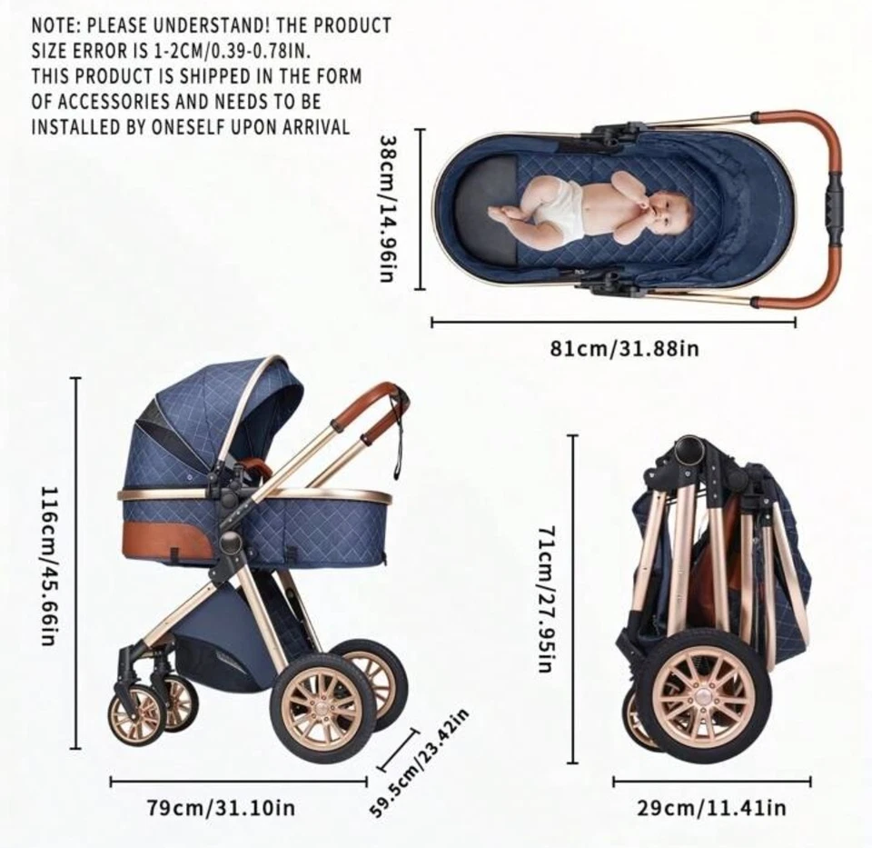 Cochecito de bebé 3 en 1 ligero plegable reversible cochecito 3 en 1 se envía desde EE. UU. Foto 3 de 4