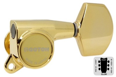 Gotoh SG381-01 Guitar Tuners w/ Large Knobs - Gold - 3L x 3R