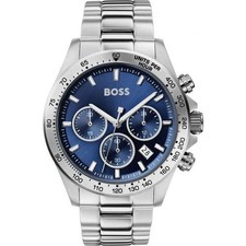Image of HUGO BOSS 1513755 MEN'S STAINLESS STEEL SILVER STRAP & BLUE DIAL 43MM UK STOCK
