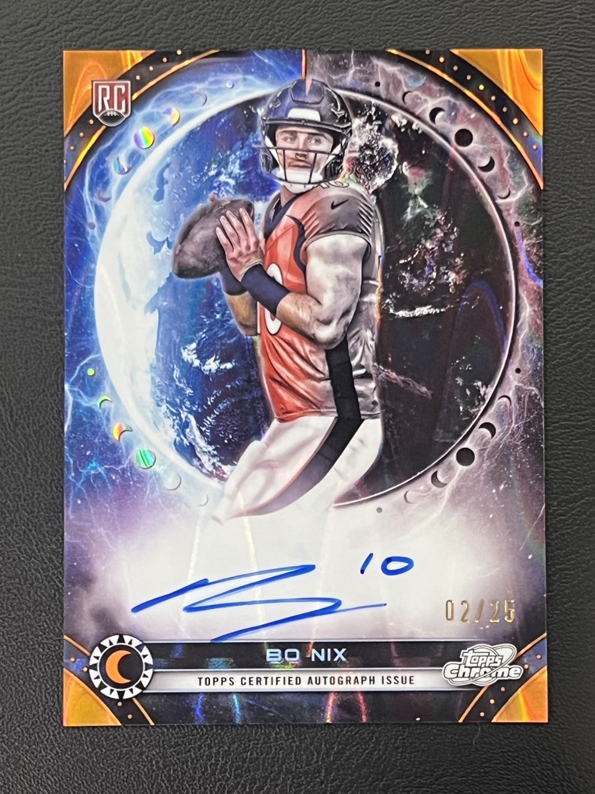 Bo Nix Topps Cosmic Chrome Equinox Autographs #BN Orange Galactic