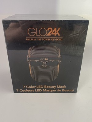 GLO24K 7 Color LED Beauty Mask Black Gold Rechargeable Facial Skin Rejuvenation
