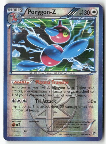 Porygon-Z 74/101 Rare Plasma Blast Pokemon Reverse Holo Moderately Played