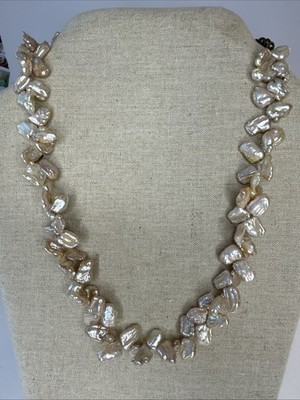 Luminous Real Keshi Pearl Champagne Pink Necklace