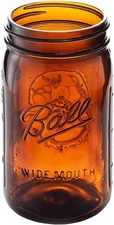 Elite Collection Amber Glass Wide Mouth Mason Jar (32 Oz/Quart) Amber Canning Ja