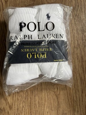 Polo Ralph Lauren Herren Crew-Socken weiß Logo wadenlang 6 Paar Gr. 43-46