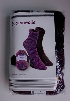 Sockenwolle (Gründl) - Wollpaket 4-fädig 4x50g div. Violett- Lilatöne OVP
