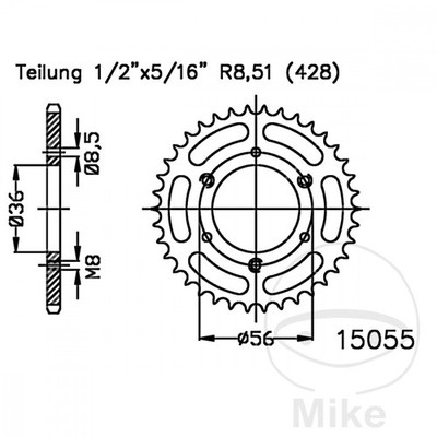 ESJOT Krone der Übertragungsplatte 28T P-428 Ø36 MM Ø56 MM