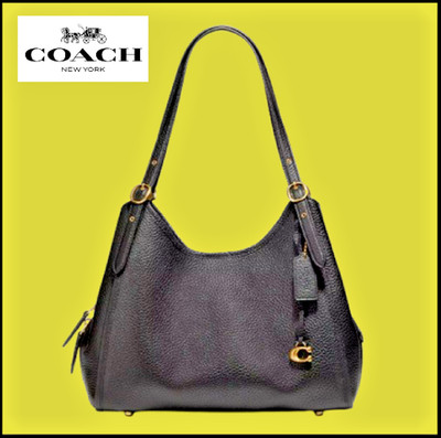 COACH C4824  Lori Shoulder Bag Black Women Bag Soft Pebble Leather Outlet New SM