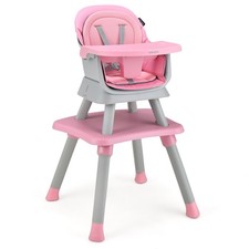 6-in-1 Baby High Chair w/ 5-Point Safety Harness  Anti-falling Barrier Pink