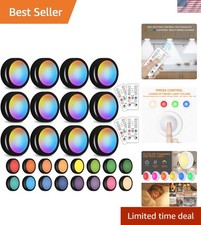 Wireless 16 Color Changing LED Puck Light 12 Pack LED Under Cabinet Lighting ...