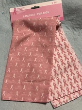 PINK RIBBONS BREAST CANCER AWARENESS DESIGN BANDANA HANDKERCHIEF HEAD WRAP Set/2