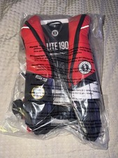 *NEW* Mustang Elite 190 Offshore Inflatable PFD - Red / Black Life Vest Survival