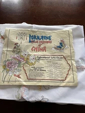 NOS Lorraine Home fashions tablecloth embroidered flowers and butterflies