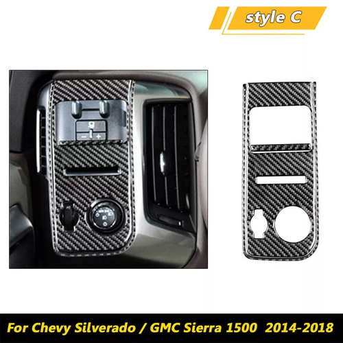 Carbon Fiber Headlight Switch Panel C Trim For Chevy Silverado GMC SIERRA 14-18 - Picture 2 of 7
