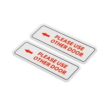 Please Use Other Door Left Arrow Sign, 2pcs Acrylic 6"x2", White