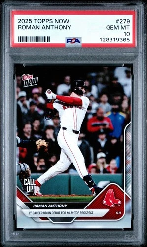 2025 Topps Now - Roman Anthony #279 /10166 (RC) PSA 10 Boston Red Sox Rookie