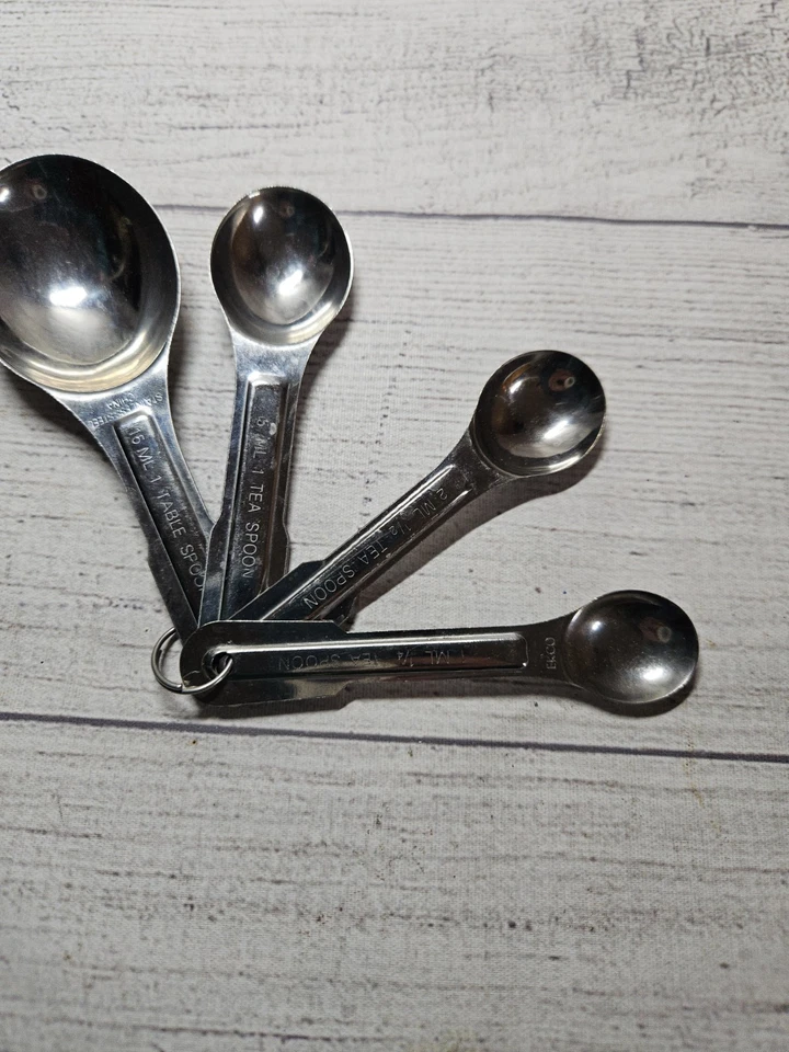 Vintage EKCO Set of 4 Metal Measuring Spoons - 1980s - Stainless Steel - Image 3 of 4