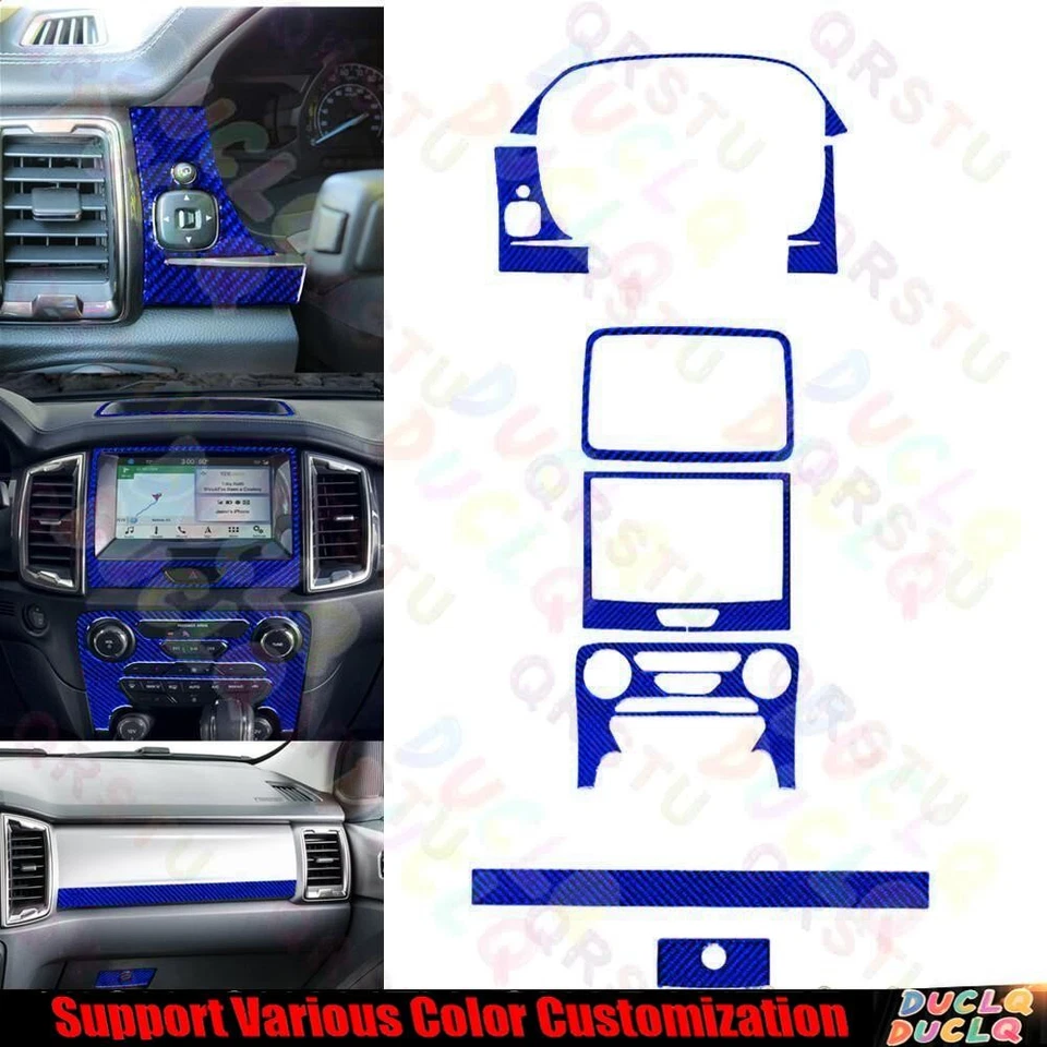 For Ford Ranger 2019-2022 Blue Carbon Fiber Interior Full Sets Cover Trim A Kit - Изображение 2 из 4