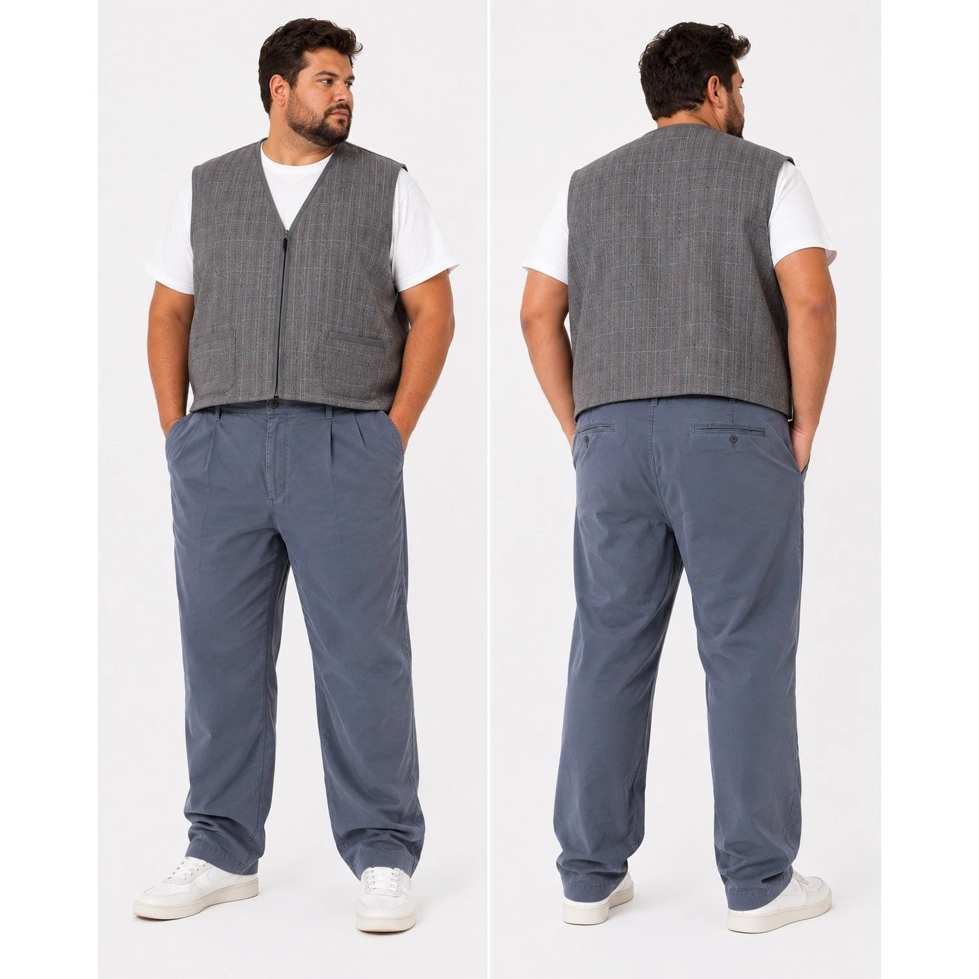 Lands' End Chino Pants Men 50 Blue Traditional Fit Cotton Twill Trousers Classic