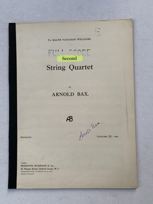 Noten . Bax. Second String Quartet.    Partitur.