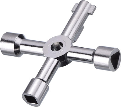 4 Way Sillcock Water Key, 15/64'', 5/16'', 15/32'', 35/64'' Multifunction Utility Ke