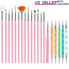 20pc Set Nail Art Design Dotting Painting Drawing Polish Brush Pen Tools Pink