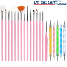 20pc Set Nail Art Design Dotting Painting Drawing Polish Brush Pen Tools Pink