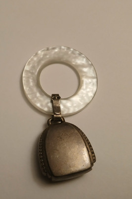 WEBSTER STERLING SILVER / MOTHER OF PEARL ''THE BELL'' PENDANT.