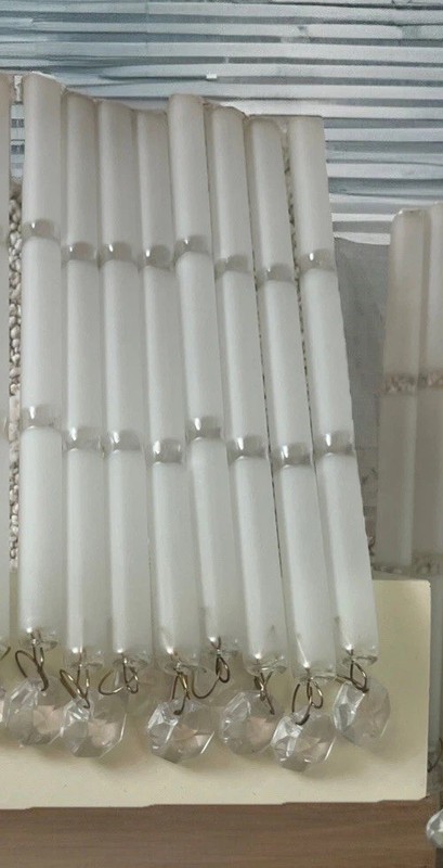 2 Pieces  5.75” Frosted Glass Round Tube  W Chandelier Prisms Replacement Parts
