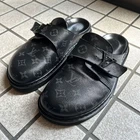 LOUIS VUITTON Easy Line Slip-on Mules Monogram Flat US 9 EU 42 Black Metal Men