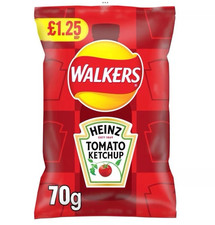 Walkers crisps Heinz Tomato Ketchup Flavour Crisps Snack 18x70g free shipping