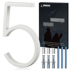 VONDERSO 6 Inch Floating House Numbers for Outside, Modern White Metal Addres...