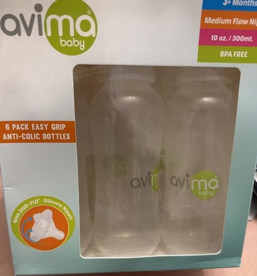 Avima 10 oz Anti Colic Baby Bottle Set - Medium Flow Nipples Included,  3 Months