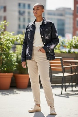 IGS Art-to-Wear Embroidered Denim Jacket in Midnight Indigo XL (A1)